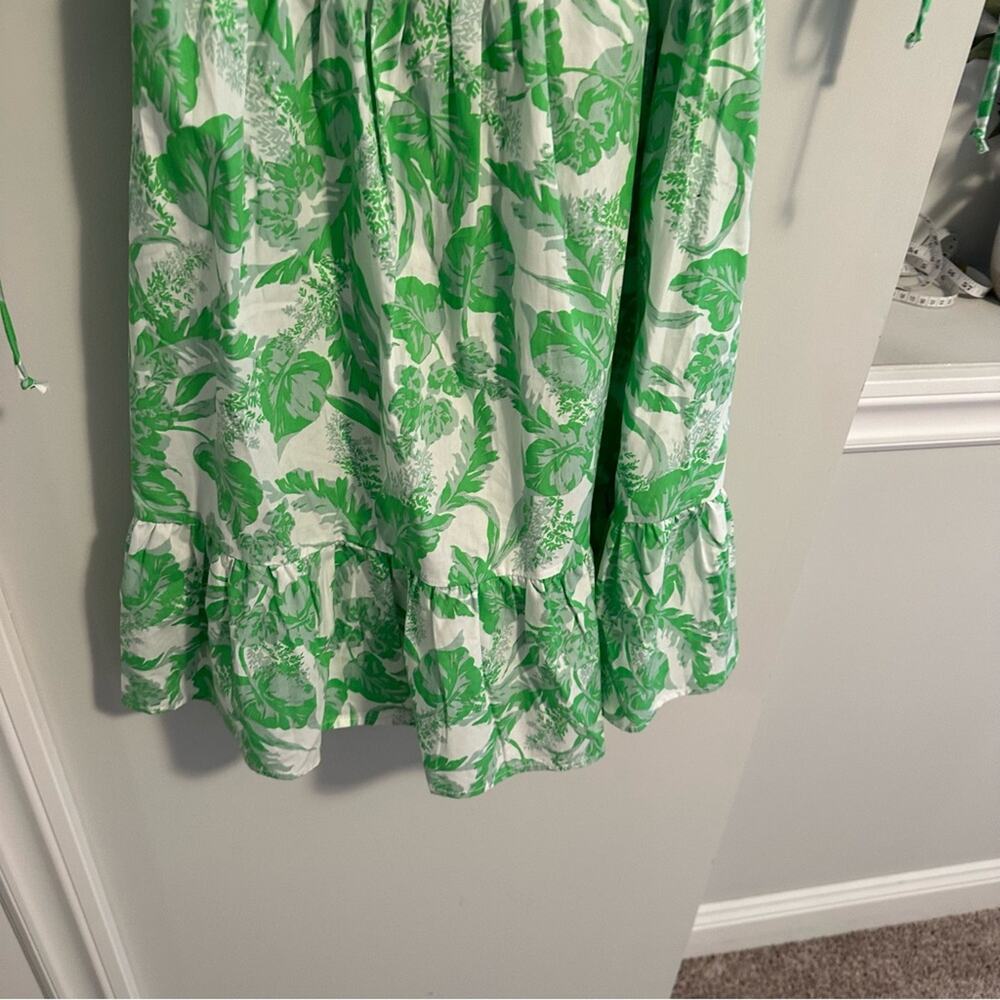 Tuckernuck Mason Baker Green White Floral Cotton Puff Sleeve Sexy Mini Dress M - Picture 10 of 14